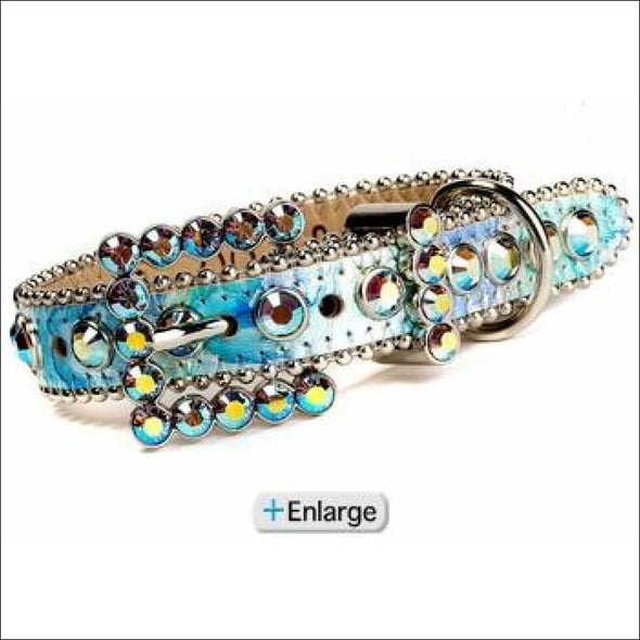 B.B. Simon Dog Collar - Ocean Blue Swarovski Crystals - 