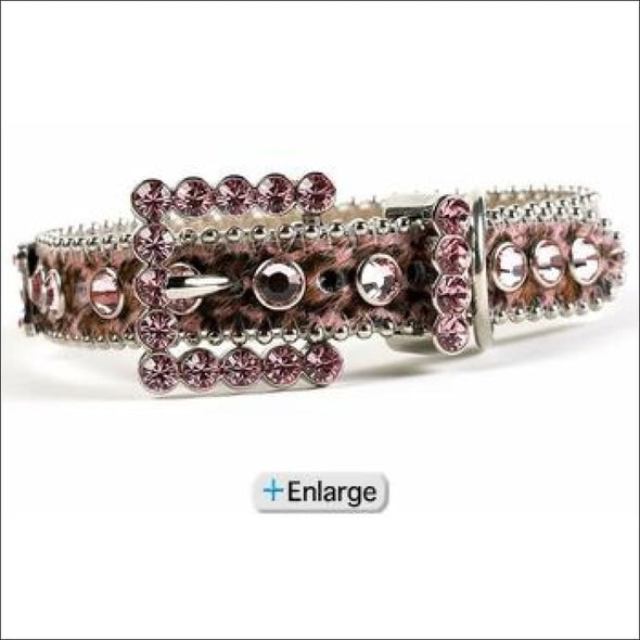 B.B. Simon Dog Collar - Pink Leopard Swarovski Crystals - 
