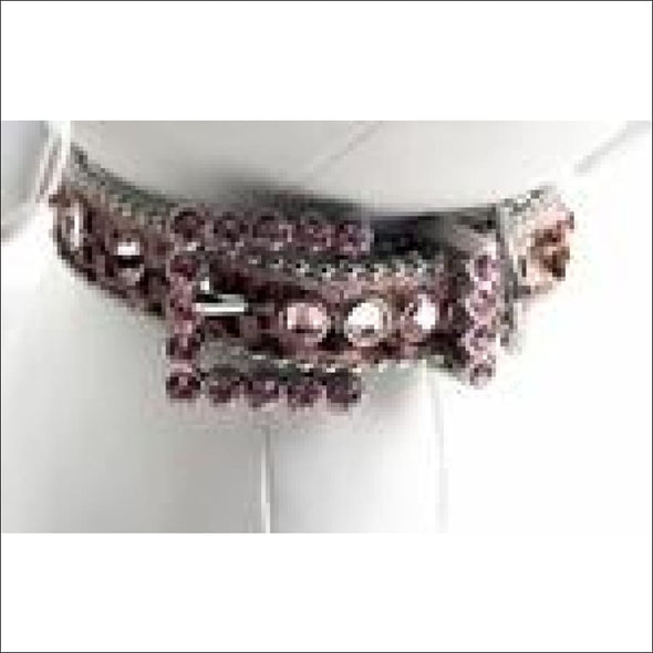 B.B. Simon Dog Collar - Pink Leopard Swarovski Crystals - 