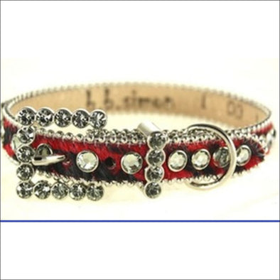 B. B. Simon Dog Collar -Red Animal Print Cowhide Dog Collar 
