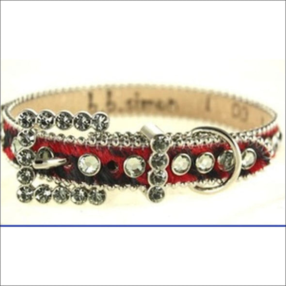 B. B. Simon Dog Collar -Red Animal Print Cowhide Dog Collar 
