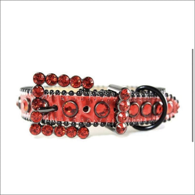 B. B. Simon Dog Collar -Red Collar With Swarovski Crystals -