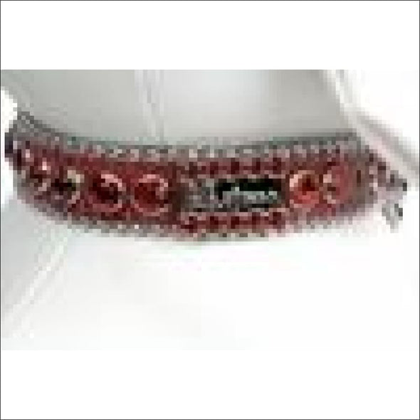 B.B. Simon Dog Collar - Red / Red Stones - Collars