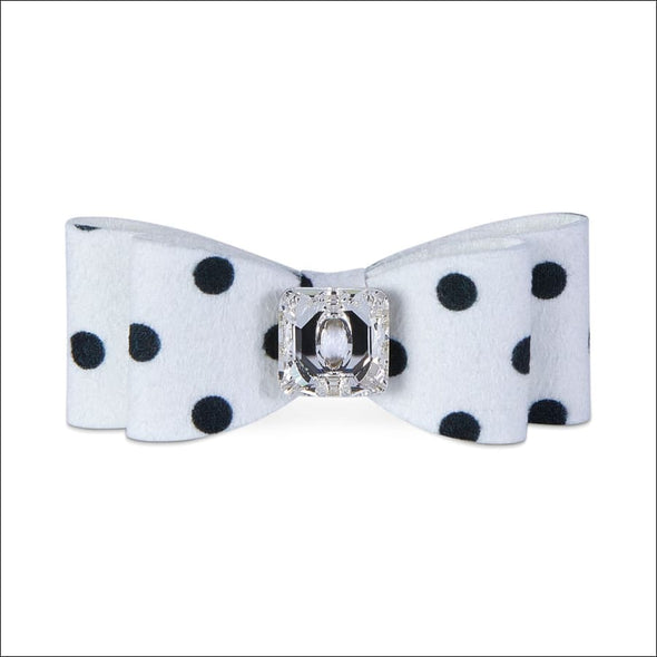 Black and White Polkadot Single Big Bow Hair Bow - Pet hair 