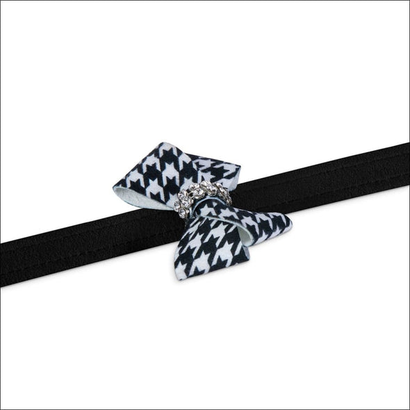 Black & White Houndstooth Nouveau Bow Leash - Pet Leashes