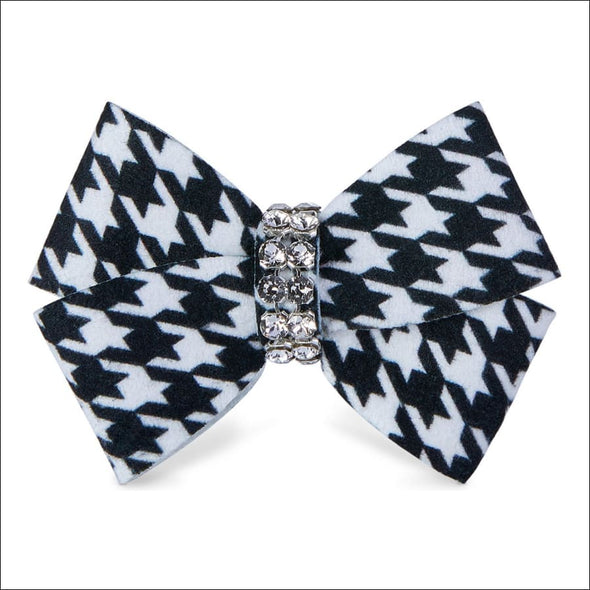 Black & White Houndstooth Single Nouveau Bow Hair Bow - Pet 