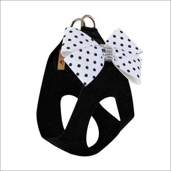 Black & White Polka Dot Nouveau Bow Step in Harness - Pet 