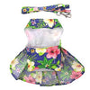 NEW-Doggie Design  Blue Lagoon Hawaiian Hibiscus Dress w/ Leash & D-Ring