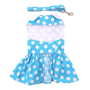 NEW-Doggie Desing Blue Polka Dot Dress w/ Leash & D-Ring