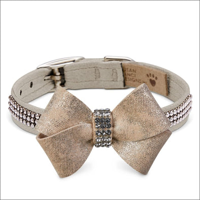 Champagne Glitzerati Nouveau Bow 3 Row Giltmore Collar - 