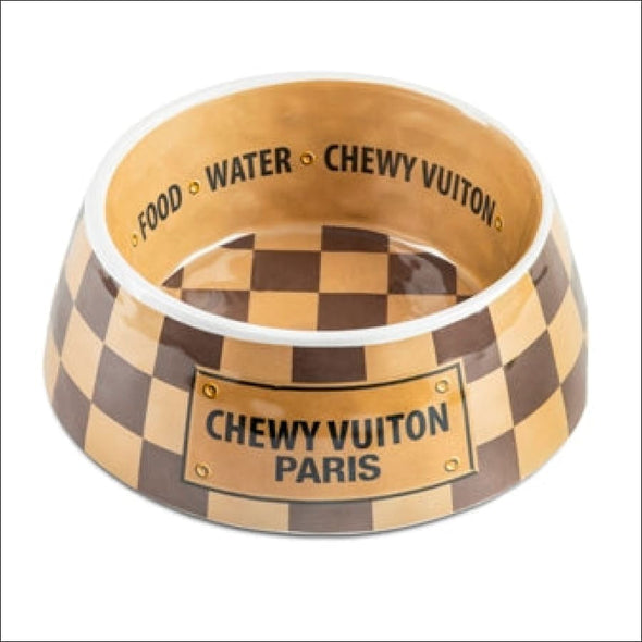 Checker Chewy Vuiton Bowl By Haute Diggity Dog - Pet Bowls 