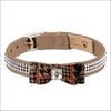 Chocolate Glen Houndstooth Big Bow 3 Row Giltmore Collar - 
