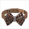 Chocolate Glen Houndstooth Fawn Nouveau Bow Collar - Collars