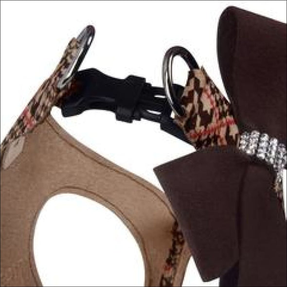 Chocolate Glen Houndstooth Nouveau Bow Step In - Pet Collars