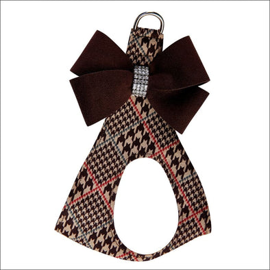 Chocolate Glen Houndstooth Nouveau Bow Step In - Pet Collars