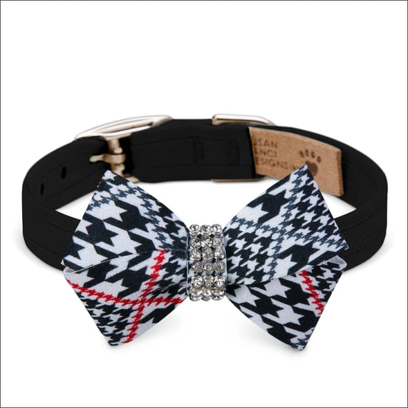 Classic Glen Houndstooth Nouveau Bow Collar - Collars
