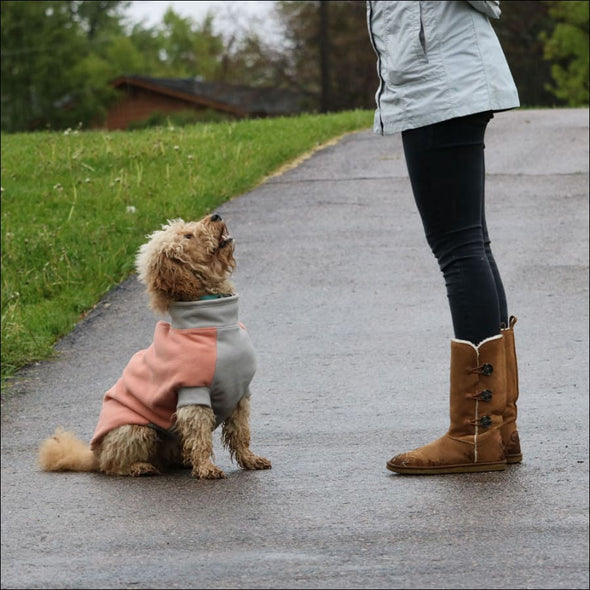 Doggie Design Coral and Gray Dog Highline Fleece Coat - 