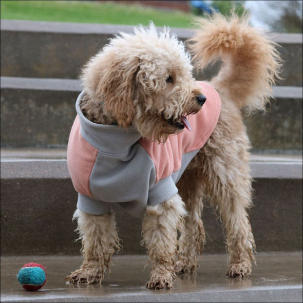 Doggie Design Coral and Gray Dog Highline Fleece Coat - 
