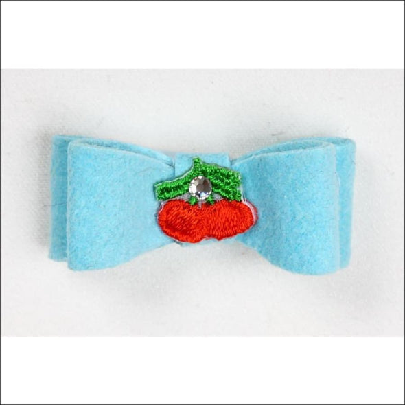 Embroidered Hair Bow - Teacup / Cherries Tiffi