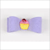 Embroidered Hair Bow - Teacup / Cupcake French Lavender