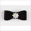 Embroidered Hair Bow - Teacup / Daisy Black