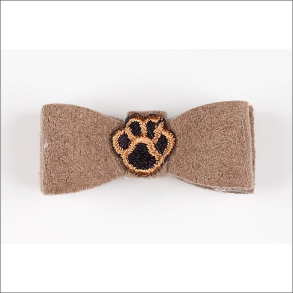 Embroidered Hair Bow - Teacup / Paws Fawn