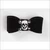Embroidered Hair Bow - Teacup / Skull Black