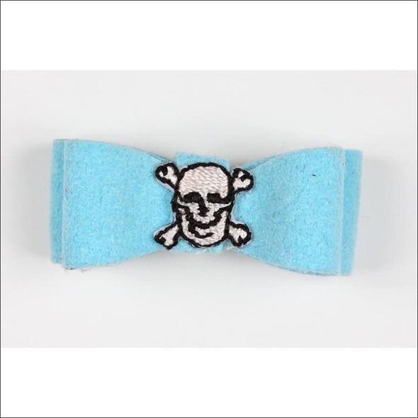 Embroidered Hair Bow - Teacup / Skull Tiffi