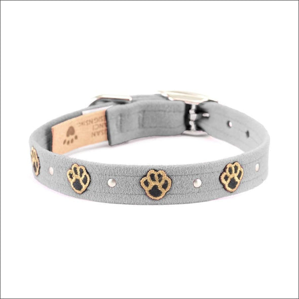 Embroidered Paws Collar with Studs - 5.5-7 Teacup - Collars