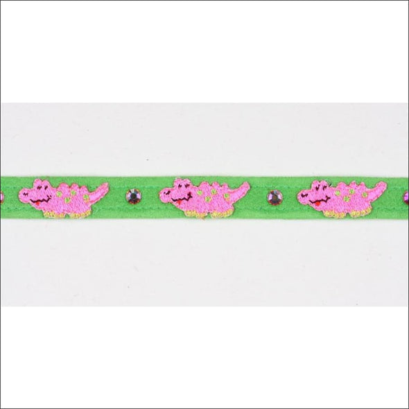 Embroidered Pink Alligators Collar - Collars