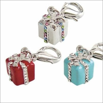 Gift Box D-Ring Collar Charm,gift charm,gift box charm,tiffany blue gift charm,dog collar tags,pink dog charm,dog charms,dog pendant,dog collar charm,foufoudog,fou fou charms,foufou charms,designer dog charms,pink ribbon charms,dog pendant,pink dog,pink dog collar charm,