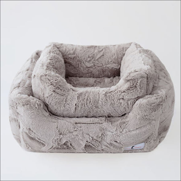 Hello Doggie Luxe Dog Bed: Taupe,Luxe dog beds, brown dog beds,Pet bed, luxury beds,puppy beds, taupe dog beds