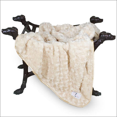 Hello Doggie Rosebud Dog Blanket: Tan - Rosebud Blankets