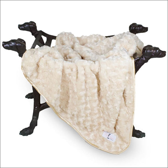 Hello Doggie Rosebud Dog Blanket: Tan - Rosebud Blankets