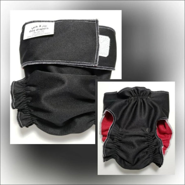 Jack and Jill Reusable Female Dog Diaper - Black - Dog 