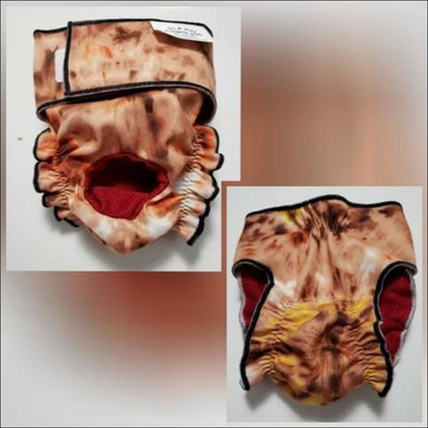 Jack & Jill Tie Dye Reusable Female Dog Diaper Opening-Brown