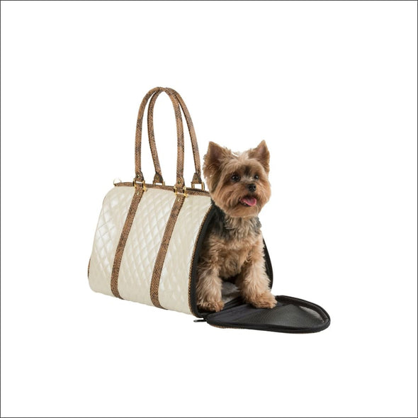 JL Duffe Ivory Quilted Luxe Snake Trim - Totes & Bags