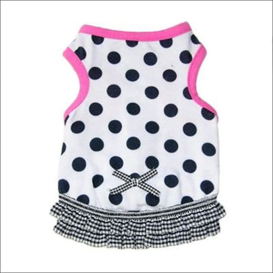 Mary Jane Tank Dog Dress - Black & White Polka Dots Pink 