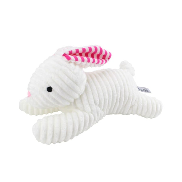 Midlee Striped Ears White Easter Rabbit Dog Toy