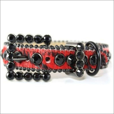 NEW-B. B. Simon Dog Collar -Red Animal Print Collar With 