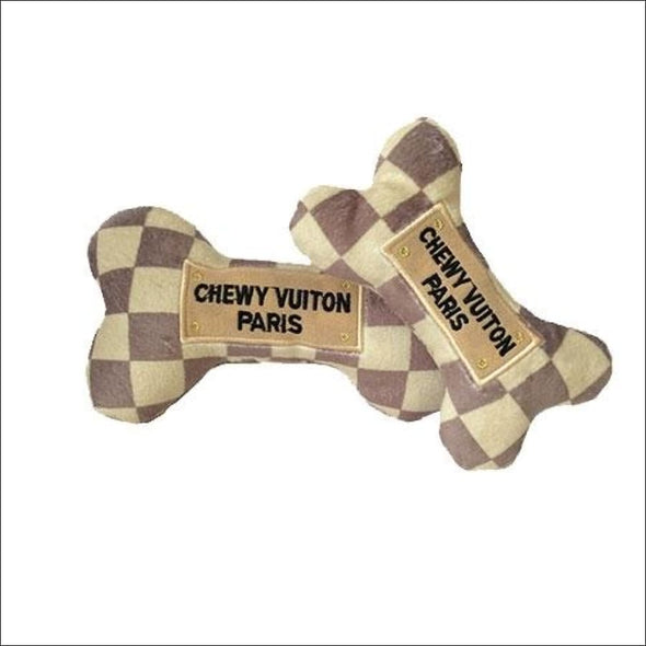 Large Checker Chewy Vuiton Bone Dog Toy
