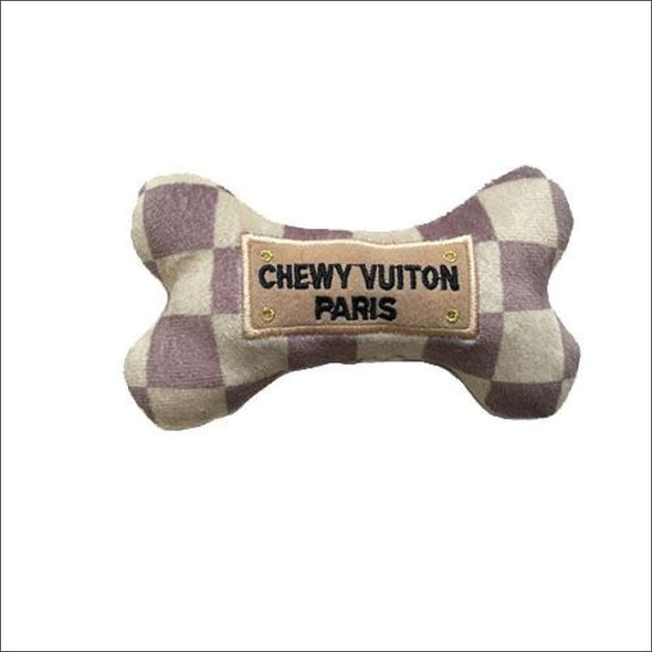 Large Checker Chewy Vuiton Bone Dog Toy