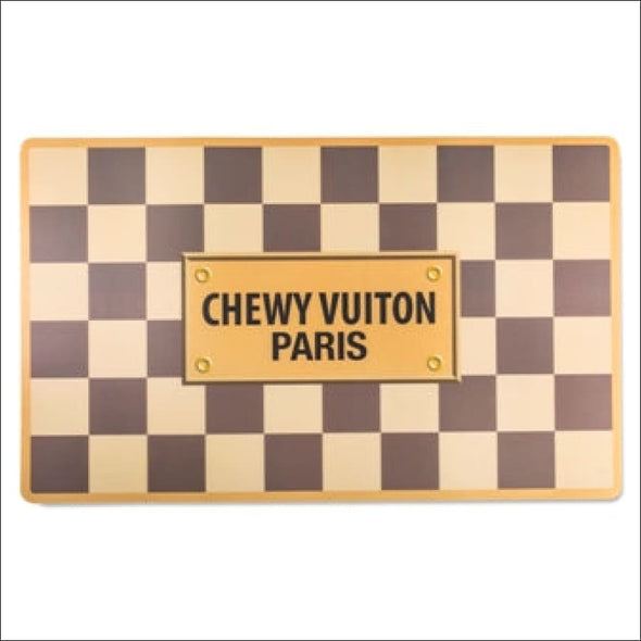 NEW! Checker Chewy Vuiton Bowls & Mat Size Medium - Designer