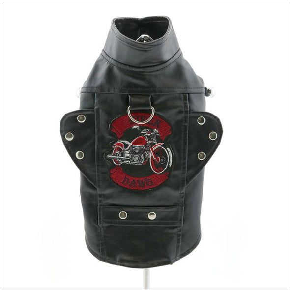 NEW-Doggie Design Black Biker Dawg Motorcycle Jacket - 