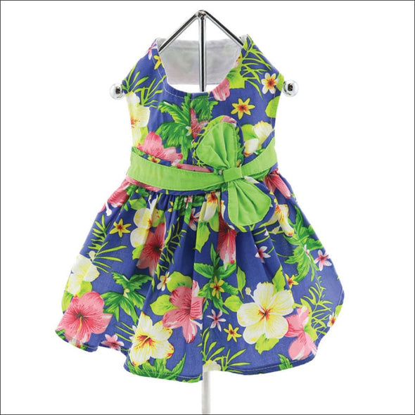 NEW-Doggie Design Blue Lagoon Hawaiian Hibiscus Dress w/ 