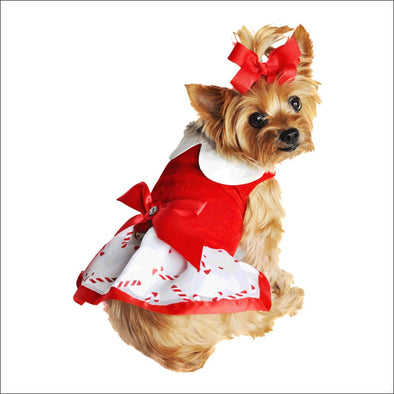 NEW-Doggie Design Christmas Candy Cane Rhinestone Dress with