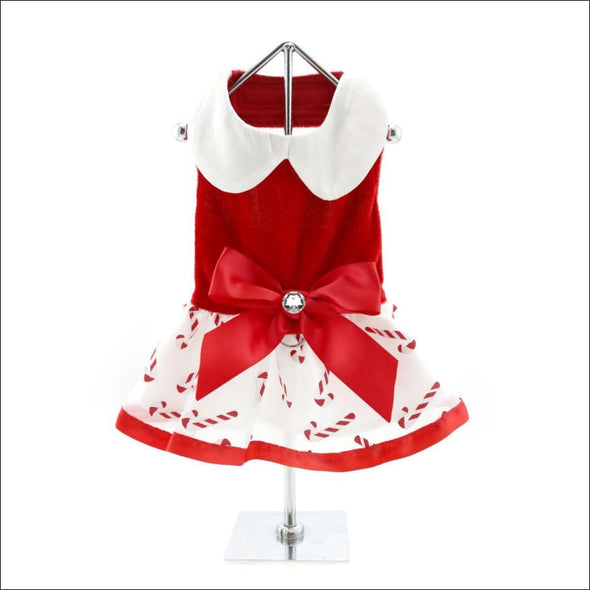 NEW-Doggie Design Christmas Candy Cane Rhinestone Dress with