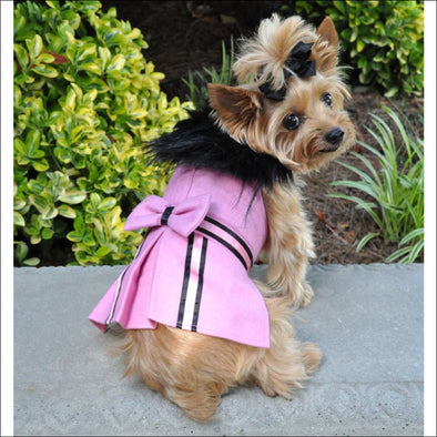 NEW-Doggie Design Designer Pink Wool Blend Classic Dog Coat 