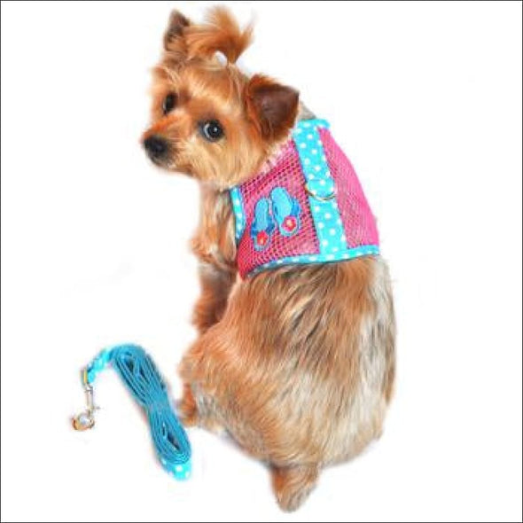 NEW-Doggie Design Flip Flop Pink and Blue Cool Mesh Velcro 