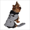 NEW-Doggie Design Grey Herringbone Designer Dog Harness Coat